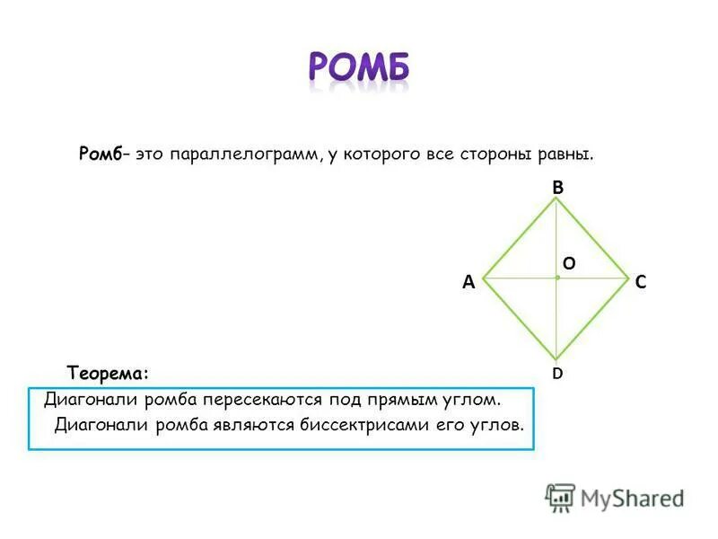 Ромб у которого диагонали равны является квадратом. Диагонали ромба. диагонали ромба пересекаются под прямым. диагонали ромба пересекаются под прямым углом. ромб и диагонали ромба.