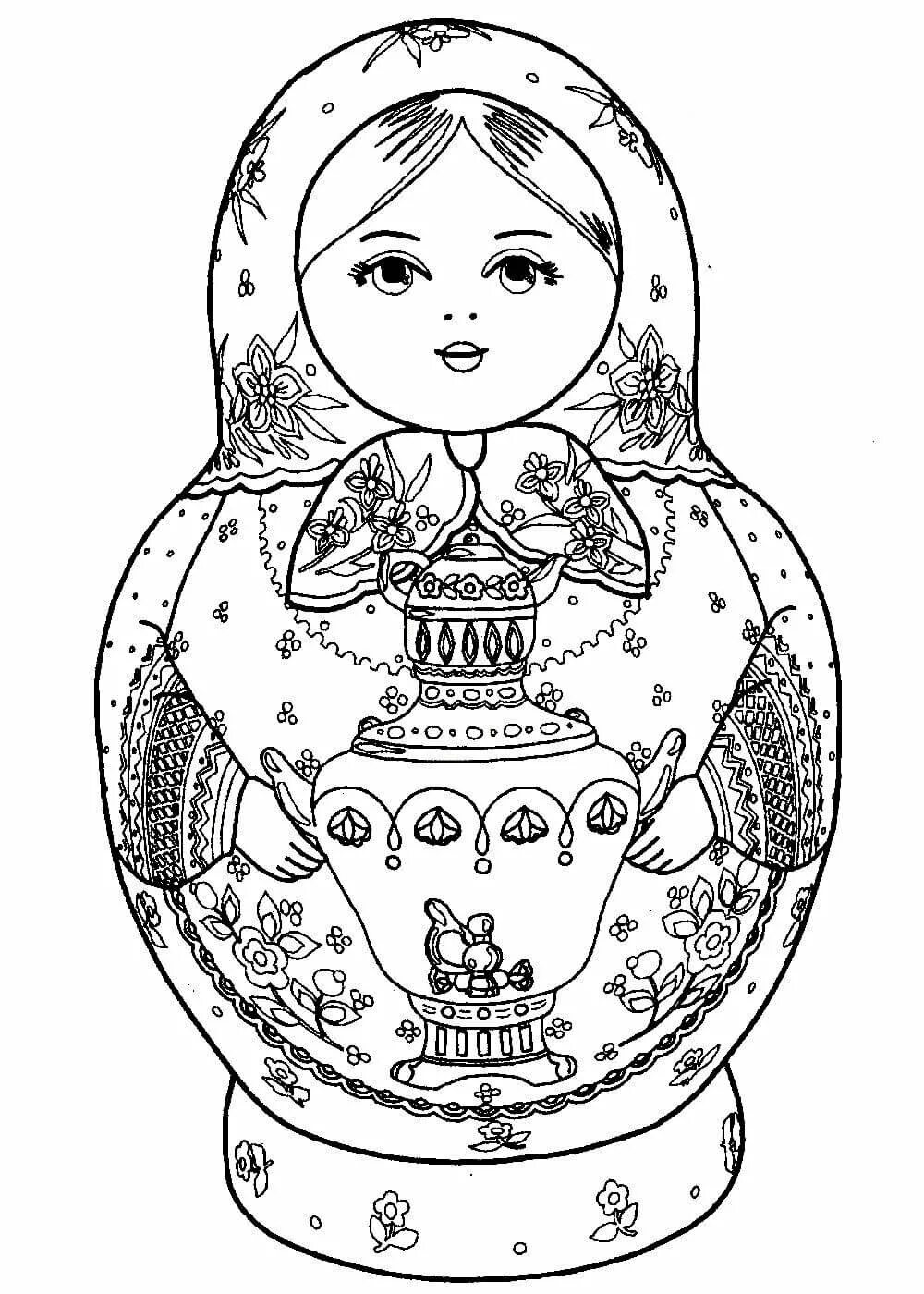 Матрешка рисунок карандашом. Полхов-майданская матрешка раскраска. раскраска матрешка. матрешка раскраска для детей. матрешки для раскрашивания детям.