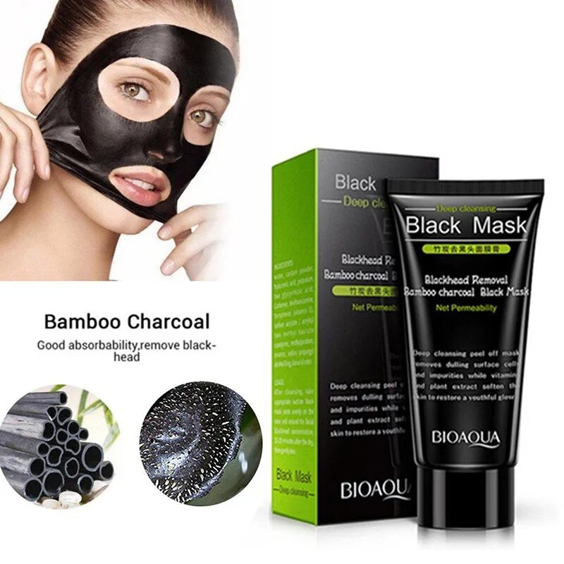 Черная маска-пленка BIOAQUA Black Mask с бамбуковым углем 60гр. Очищающая маска-плёнка с бамбуковым углём BIOAQUA Bamboo Charcoal to Black head Mask Cream. Черная маска-плёнка BIOAQUA, 60гр. Маска для лица BIOAQUA Blackhead Bamboo Charcoal Mask с бамбуковым углем, 30 гр. Blackhead cleansing