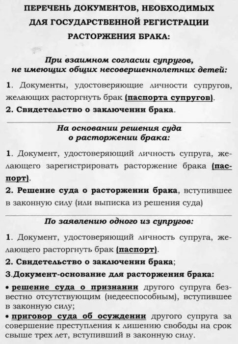 Для расторжения брака необходимо. Список документов для развода. Документы на развод. Перечень документов для расторжения брака. Перечень документов для подачи на развод.