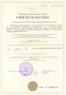 Дата внесения записи в государственный реестр