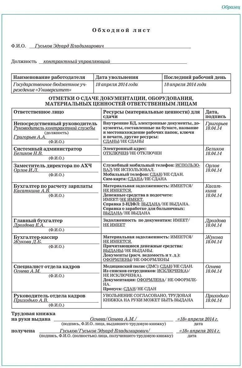 Обходная при увольнении образец. Обходной лист на предприятии при увольнении. Образец обходного листа при увольнении сотрудника. Как заполнить обходной лист при увольнении образец. Образец обходного листа при увольнении.