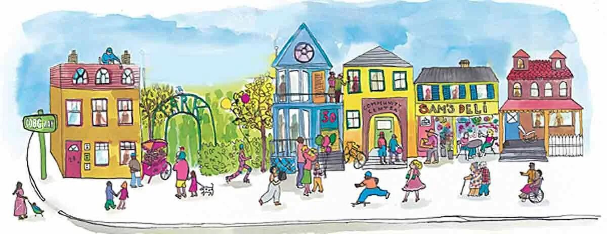 Unpleasant neighbourhood рисунок. Street картинка для детей. Плохой переулок рисунки для детей. Neighbourhood community. Picture of a street scene