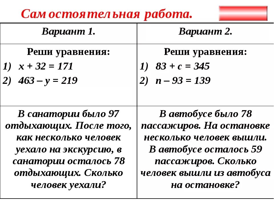 Уравнения 3 класс карточки для самостоятельной. Задачи на составление уравнений 3 класс. Задачи на уравнения 4 класс задания. Задачи на составление уравнений 5 класс задания. Карточки решение уравнений 3 класс школа России.