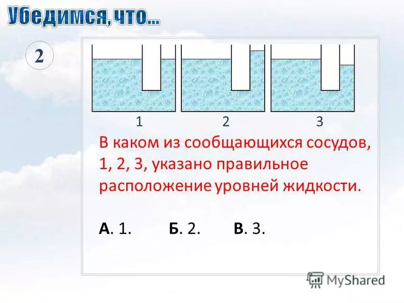 Каждая из сообщающихся в физике. Каждая из сообщающихся в физике
