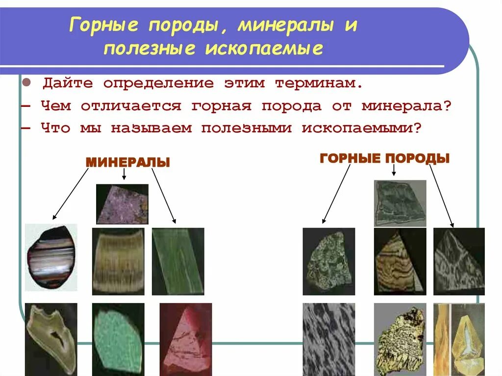 Какие полезные ископаемые 5 география. Горные породы и минералы. Разнообразие горных пород. Полезные ископаемые. Минеральные горные породы.