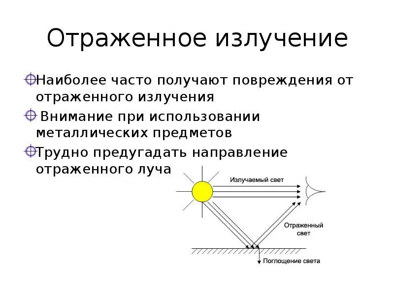 Источники лазерного излучения. Направление отраженного луча. Естественные источники лазерного излучения. Отраженное лазерное излучение.