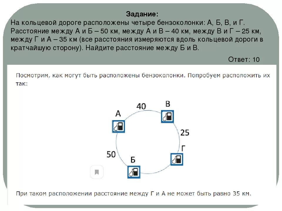 На кольцевой дороге расположено четыре бензоколонки. Вдоль кольцевой дороги. Бензоколонки это Кольцевая дорога. Задачи с кольцевыми дорогами.