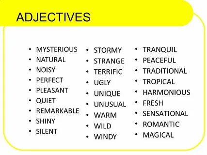 Places adjectives