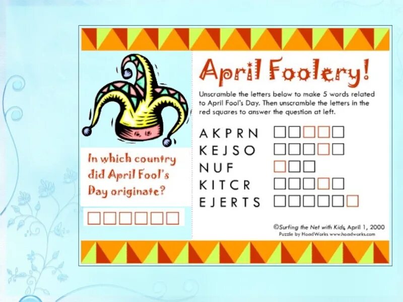 Первое апреля по английски. День смеха на английском языке. День дурака на английском. 1 Апреля на английском языке. April Fool's Day простые задания для детей.
