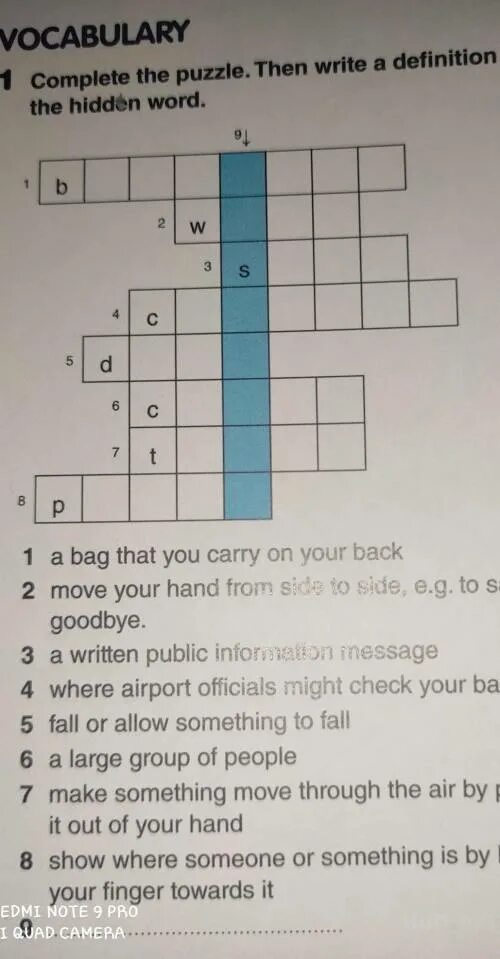 Review 2 Units 5-8. Complete the Puzzle then write a Definition for the hidden Word a Bag. Complete the Puzzle. Complete the Puzzle перевод. Unit 8 vocabulary