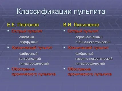 Пульпы классификации