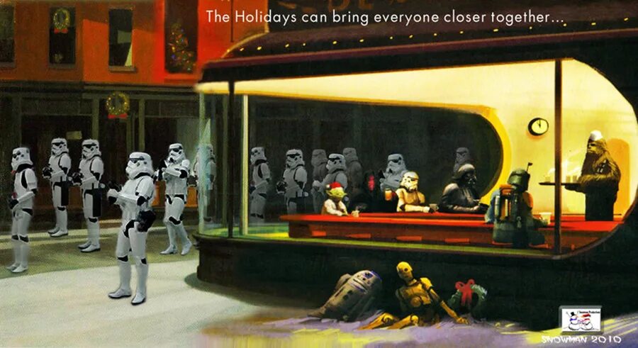 Стар варс новый год. «полуночники» художника эдварда хоппера. Star wars christmas special. Holidays star wars. Stormtrooper marching.