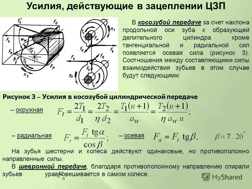 Передаваемая мощность вала. Силы в зацеплении прямозубой цилиндрической передачи. Силы в зацеплении косозубой передачи. Силы в зацеплении косозубой цилиндрической передачи. Силы в зацеплении косозубых цилиндрических колес.