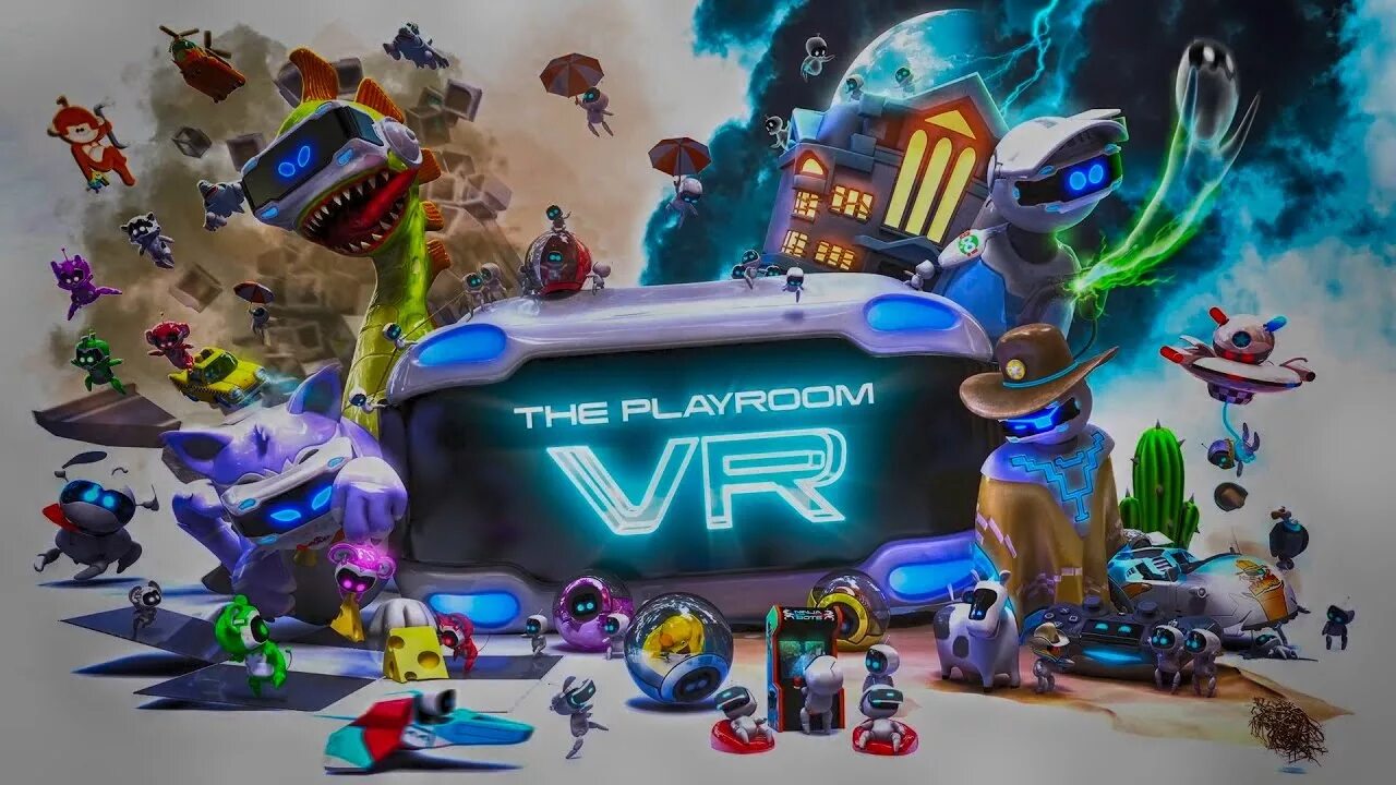 Игра мини бот. VR мини игры. Playroom ps4. The Playroom VR. Disk the Playroom VR.