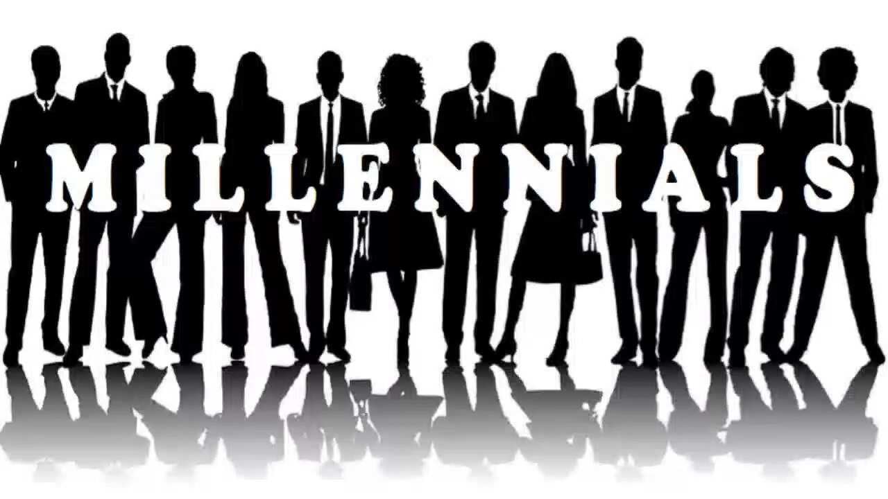 Millenials. Миллениал. Поколение миллениалов. Поколения людей. Социальная группа на черном фоне.