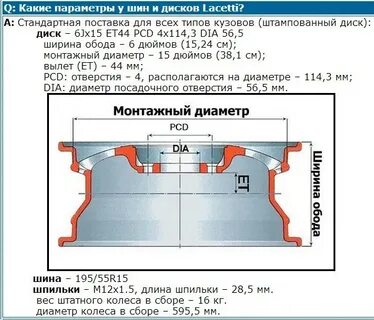 Шевроле лачетти размер дисков r15
