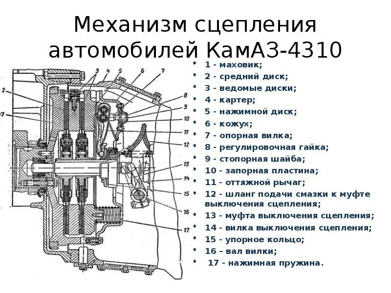 Почему сцепления в конце. Привод сцепления автомобиля КАМАЗ 4310. Механизм сцепления КАМАЗ 4310 схема. Регулировка сцепления КАМАЗ 4310. Сцепление КАМАЗ 740 двухдисковое.