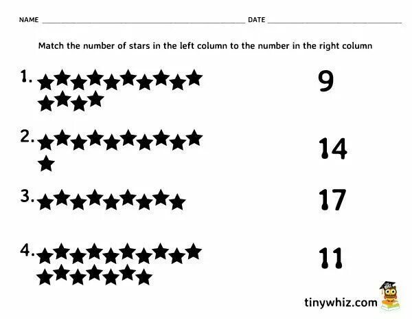 Match the and right columns. Matching numbers 1-20. numbers 1-20 match. part counting. stars with numbers print.
