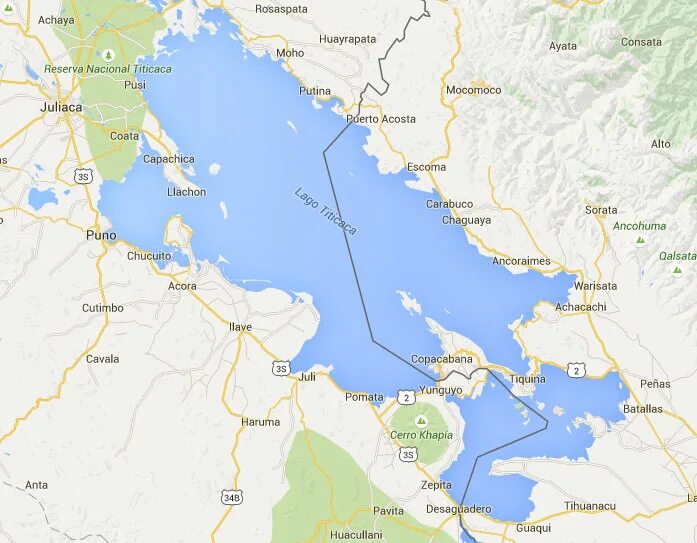 Озеро Титикака на карте. Озеро Титикака и Поопо на карте.