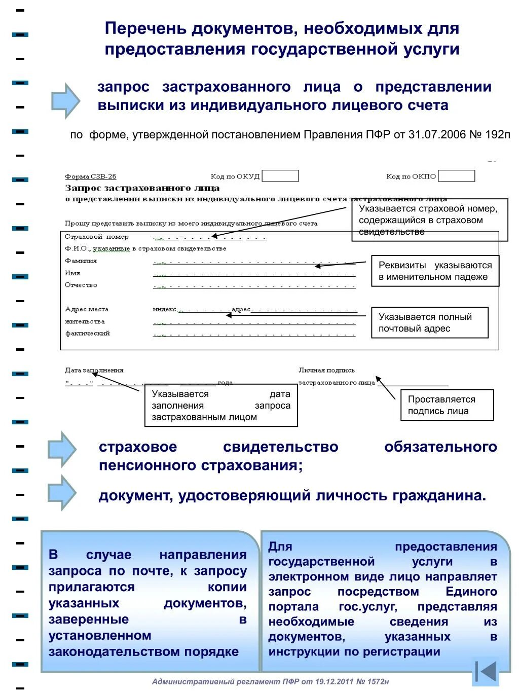 Выписка застрахованного лица из пенсионного фонда. Выписка из лицевого счета застрахованного лица из пенсионного фонда. Справка о состоянии лицевого счета застрахованного лица. Документы необходимых для предоставления государственной услуги.