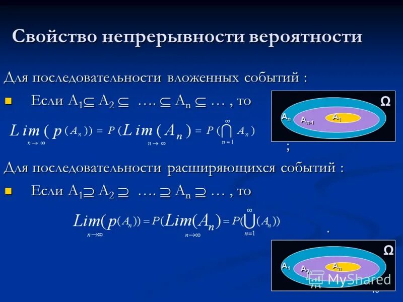 Теорема о непрерывности вероятности. Свойство непрерывности. Свойство непрерывности теория вероятности. Свойство непрерывности множества.