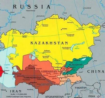 Казахстан и узбекистан на карте