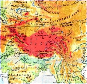 Горы куньлунь на контурной карте