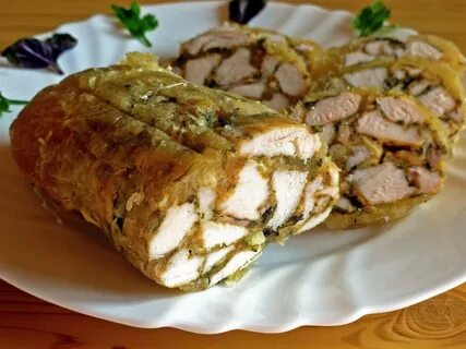 Мраморный рулет из курицы с желатином