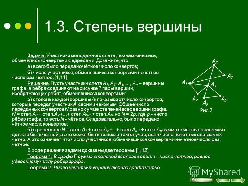 Теорема о сумме степеней в графе. Теорема о сумме степеней в графе