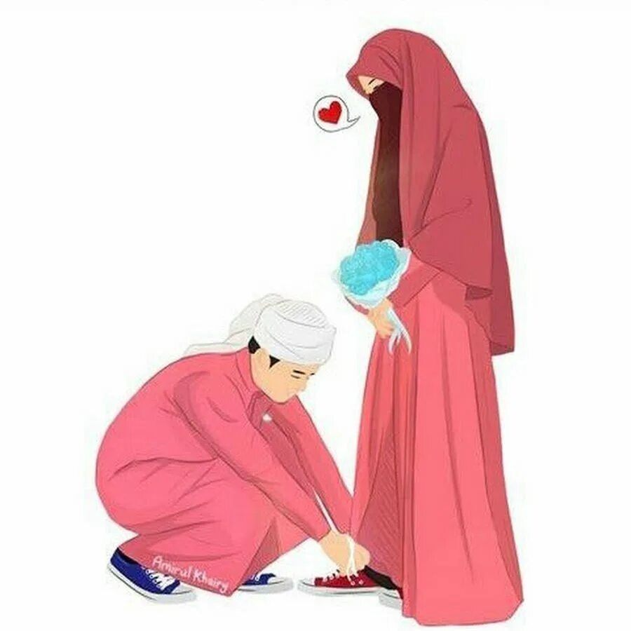 Любовь в Исламе. Мусульманка с мужем.
