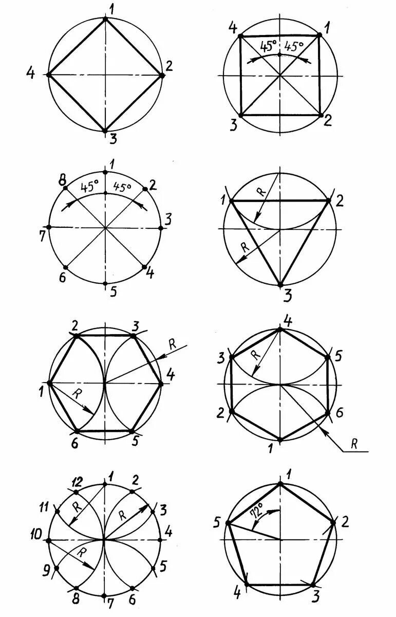 Чертеж деление окружности на равные части. Деление окружности черчение. Деление окружности на равные части черчение. Деление круга и окружности на равные части. Деление круга на 8