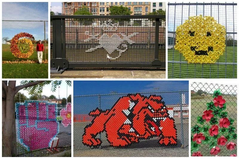 Как украсить сетку рабицу. Украшение забора из сетки. Как украсить сетку рабицу. Как украсить сетку рабицу. Красивый забор рабица.