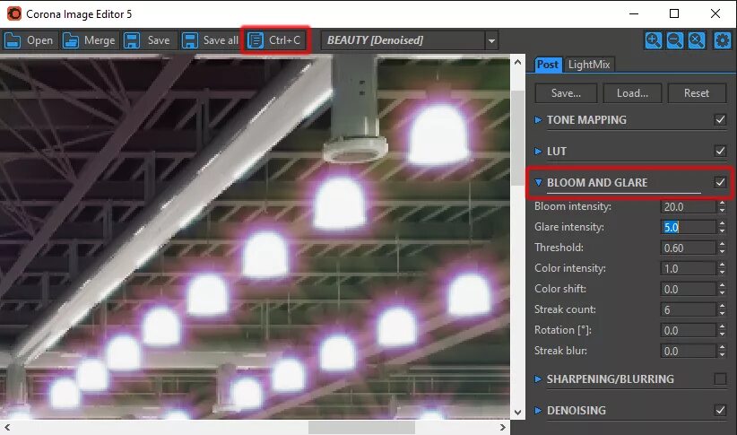 Corona editor. Bloom and glare corona. corona image editor. corona render tone mapping. настройки bloom and glare corona.