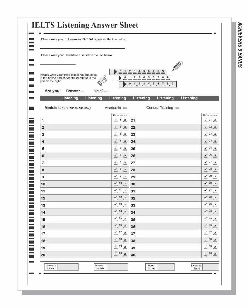 Reading test paper. Reading test paper