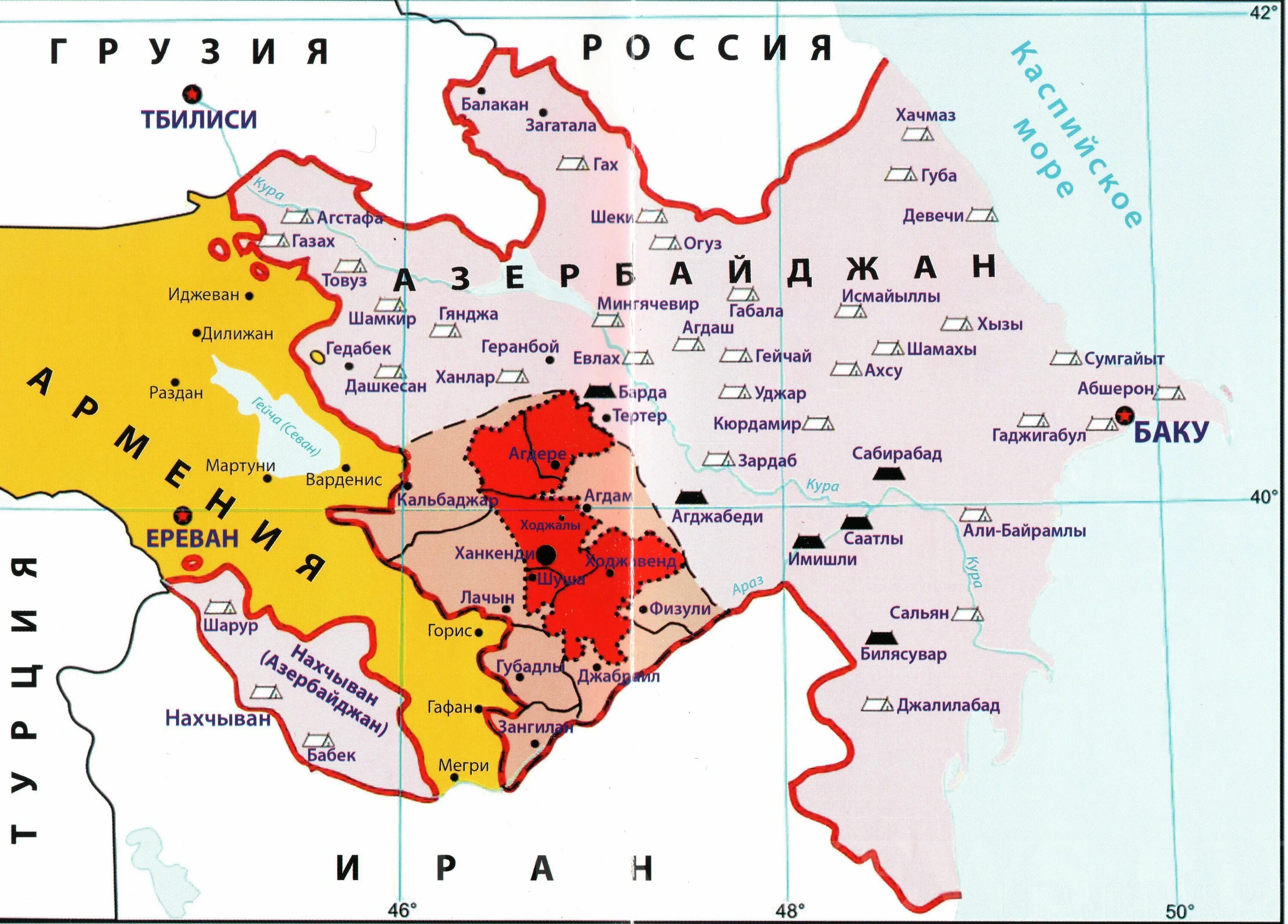 Нагорный Карабах на карте Армении и Азербайджана. Территория Нагорного Карабаха на карте. Нагорный Карабах на карте Армении. Граница Армении и Азербайджана на карте. Карта азербайджана нагорный