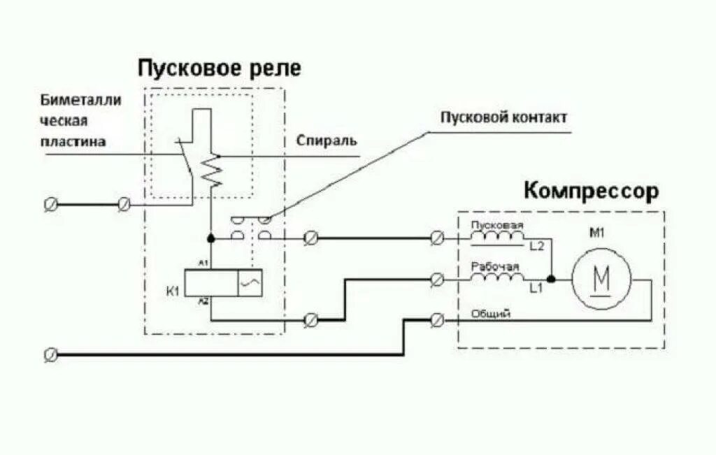 Как запустить реле. Схема подключения пускового реле компрессора холодильника. реле холодильника р1 схема подключения. схема подключения компрессора в4000в. схема подключения пускового реле холодильника.