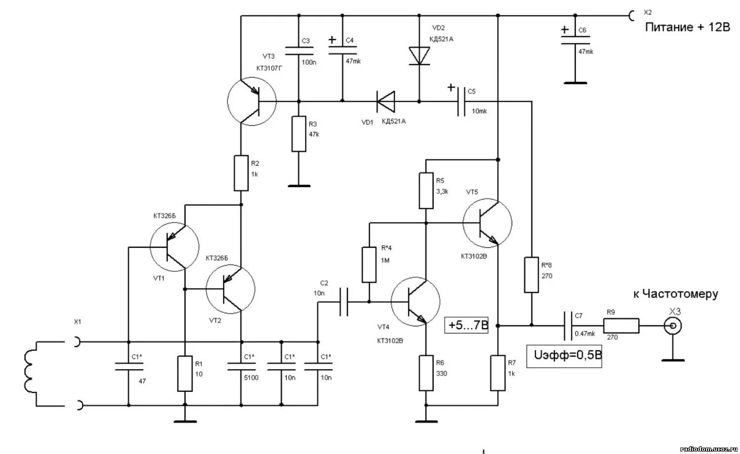Простые схемы для радиолюбителей. Измеритель индуктивности приставка к частотомеру. Приставка к частотомеру для измерения индуктивности кп303. Приставка к частотомеру для измерения индуктивности схема. Схемы транзисторных генераторов ВЧ.