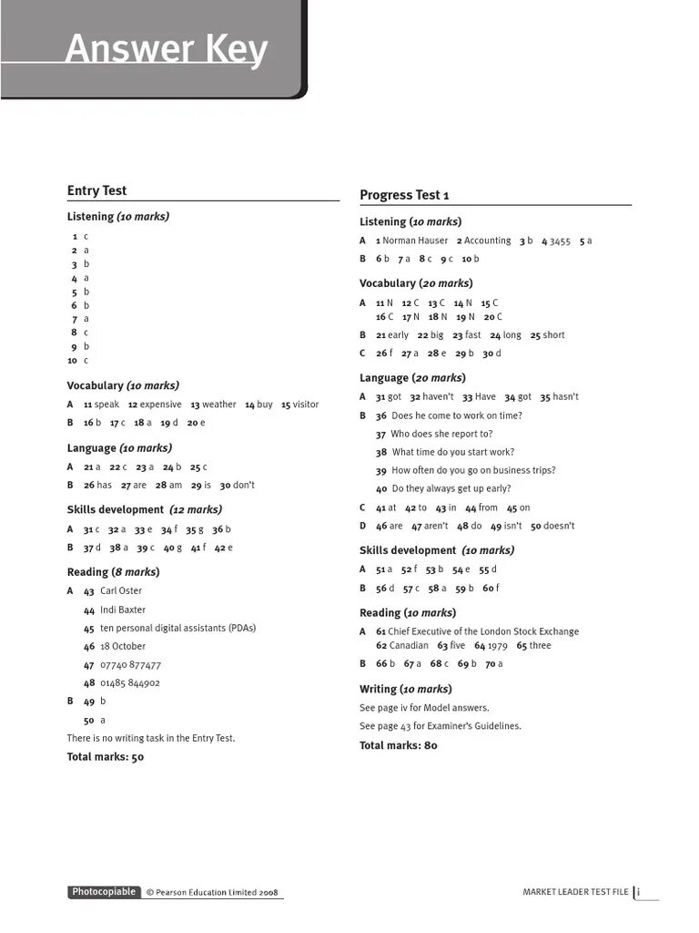 Answer key. Unit 4 ответы market leader. english file upper intermediate test 1 ответы. english file elementary unit test 6 ответы. practice file answer key market leader intermediate.