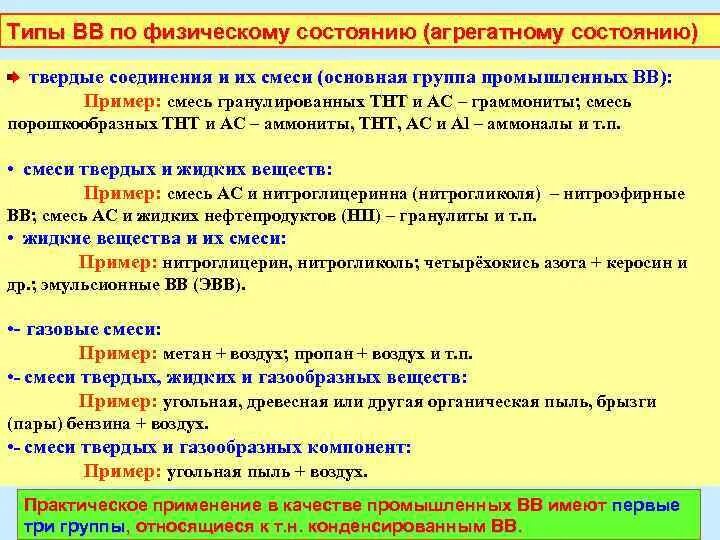 Классификация ВВ по физическому состоянию. Взрывчатые вещества (ВВ). Физическое состояние взрывчатых веществ. Взрывчатые вещества по физическому состоянию.