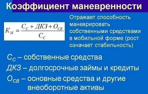 Средствами коэффициентом маневренности собственного капитала