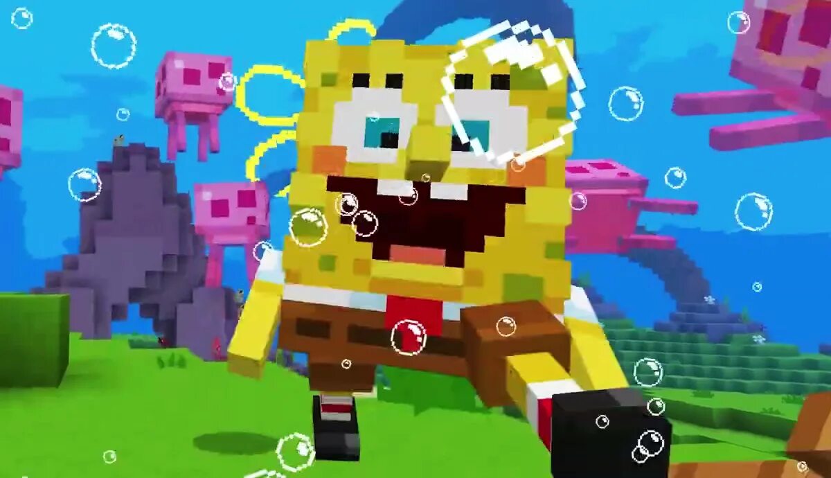 Spongebob minecraft. Губка Боб квадратные штаны майнкрафт. Губка Боб квадратные штаны Никелодеон. Minecraft x Spongebob DLC.