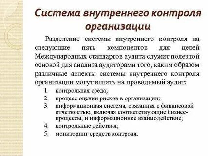 Система внутреннего контроля медицинской организации