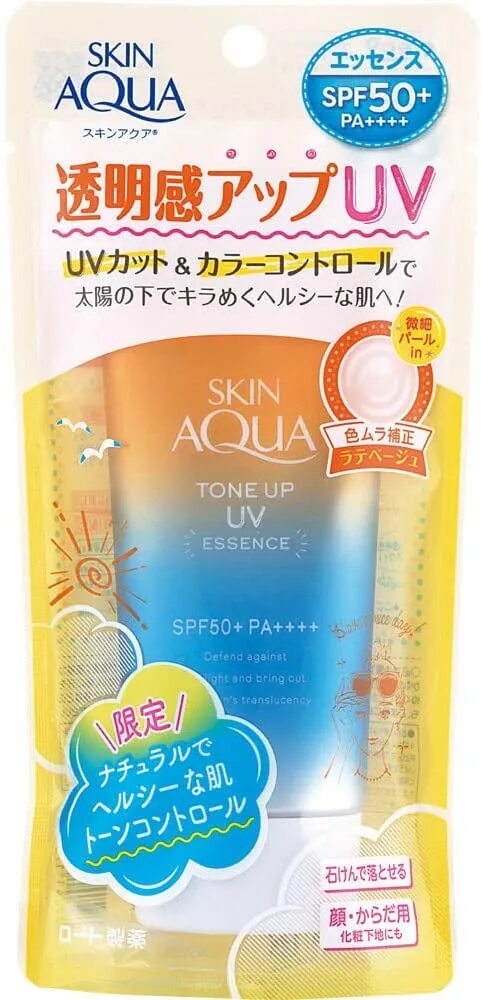 Солнцезащитный крем "Skin Aqua Tone up UV spf50+ Mint Green" 80г. Skin Aqua SPF 50 Tone up UV Essence. Японский СПФ. Санскрин Rohto.