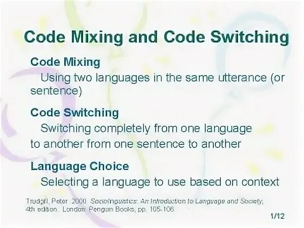 Code mixing. Code mixing