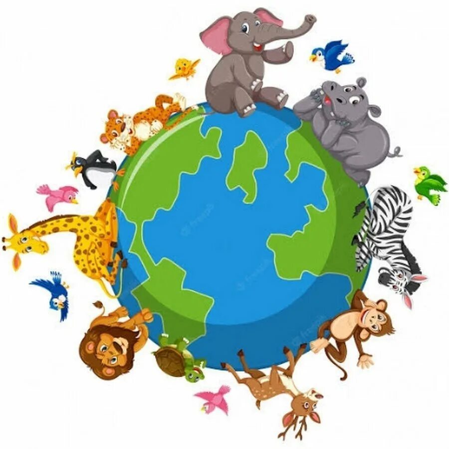 Глобус с животными для детей. Животные вокруг планеты. Планета земля с животными.