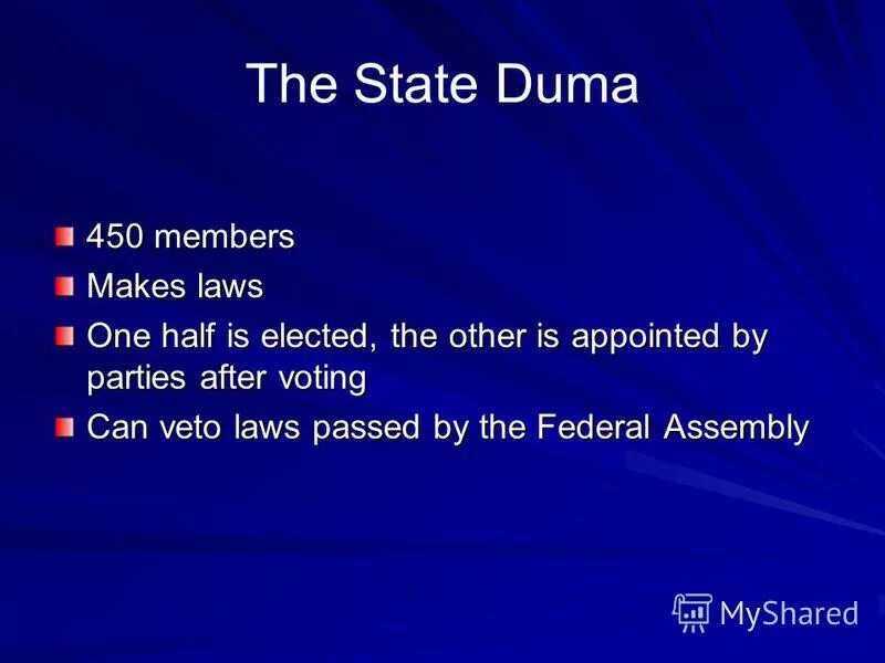 Закончите предложение. The members of the State Duma are Elected by______ .. Decrees of the State Duma are adopted by. Making Law Russia State Duma. Who is the head of State in the Russian Federation. The state duma is elected by