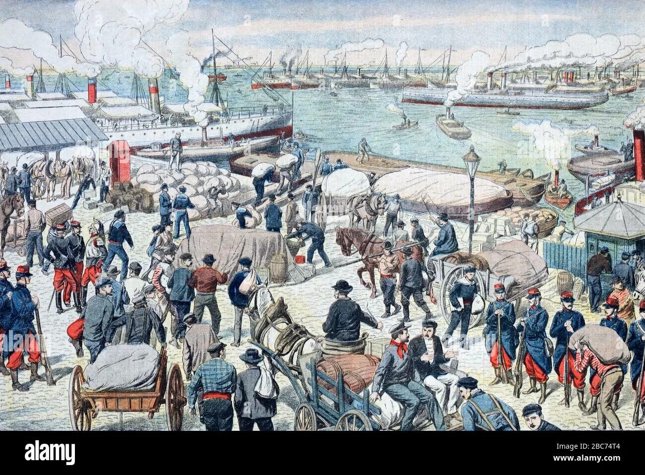 In 1698 a number of londoners. Marseille Dock. Груз в порту Винтаж.