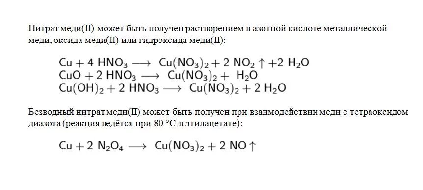 Реакция получения нитрата меди