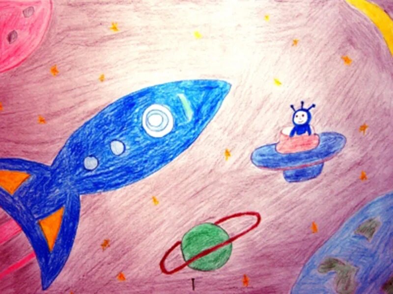 Рисунок на тему космонавтики 5 класс. Рисование космос. рисунок на день космонавтики для детей. рисование для детей космос. детские рисунки на тему космос.